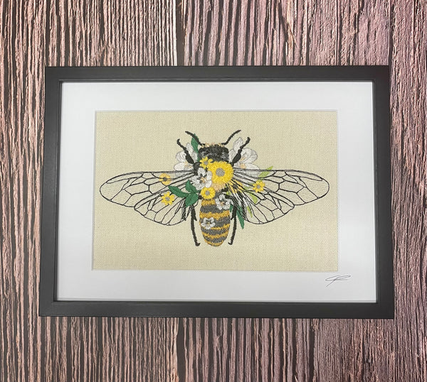 Bumblebee embroidery art